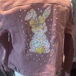Pink ladies spring jacket with bunny print